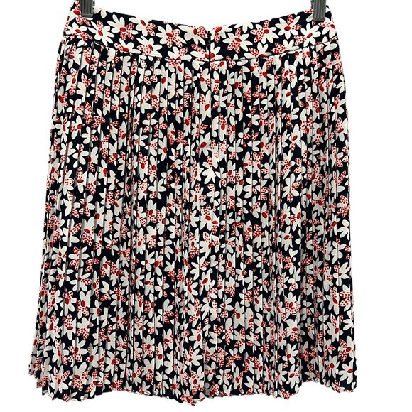 J Crew Daisy Floral Pleated Skirt, NWT, Navy, Red, White, 6 - Picture 5 of 8